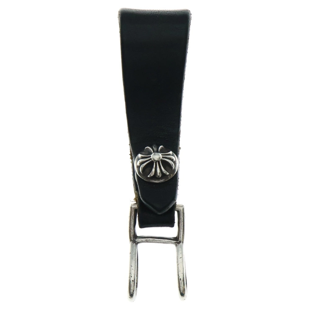 CHROME HEARTS(クロムハーツ) BELT LOOP クロスボールボタンレザーベルトループ シルバー ブラック BCA397