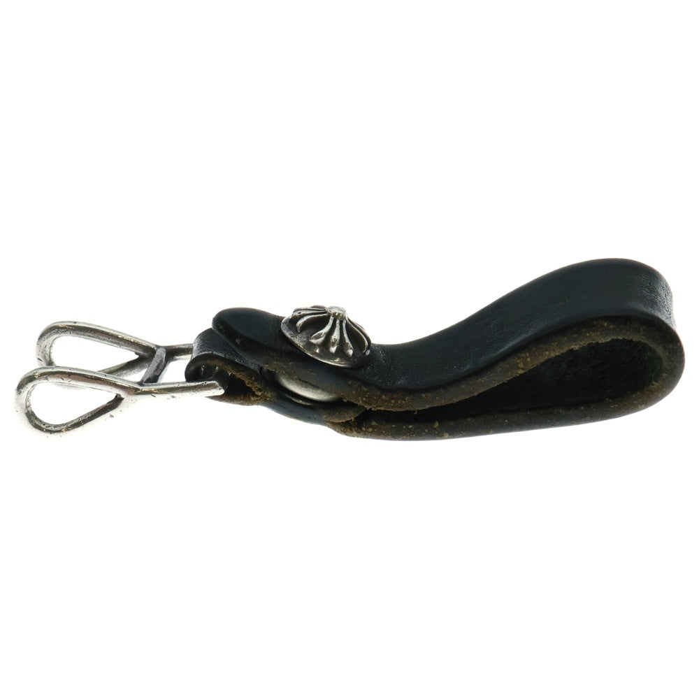 CHROME HEARTS(クロムハーツ) BELT LOOP クロスボールボタンレザーベルトループ シルバー ブラック BCA397