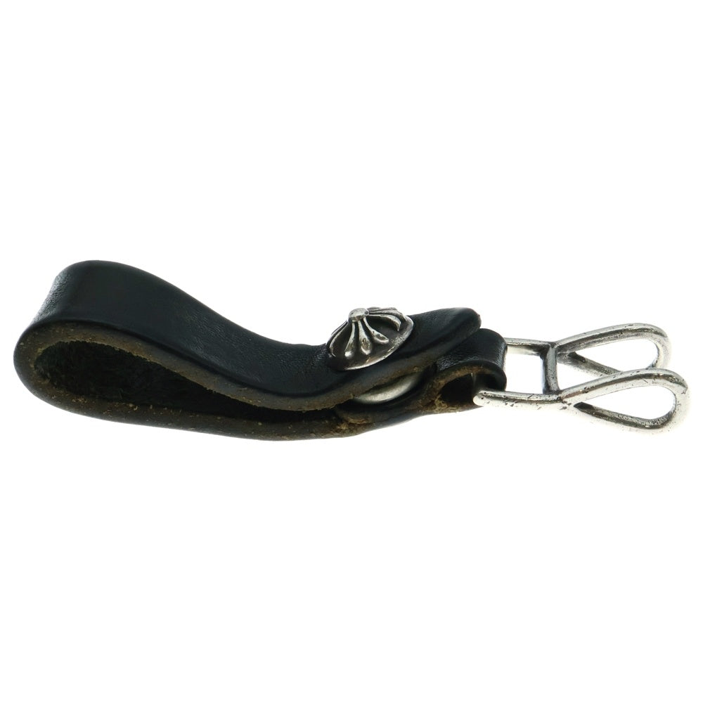 CHROME HEARTS(クロムハーツ) BELT LOOP クロスボールボタンレザーベルトループ シルバー ブラック BCA397