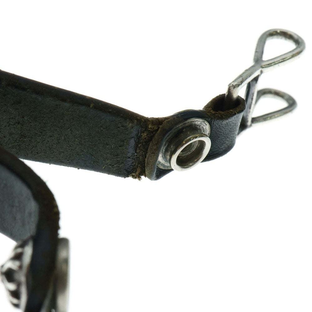 CHROME HEARTS(クロムハーツ) BELT LOOP クロスボールボタンレザーベルトループ シルバー ブラック BCA397