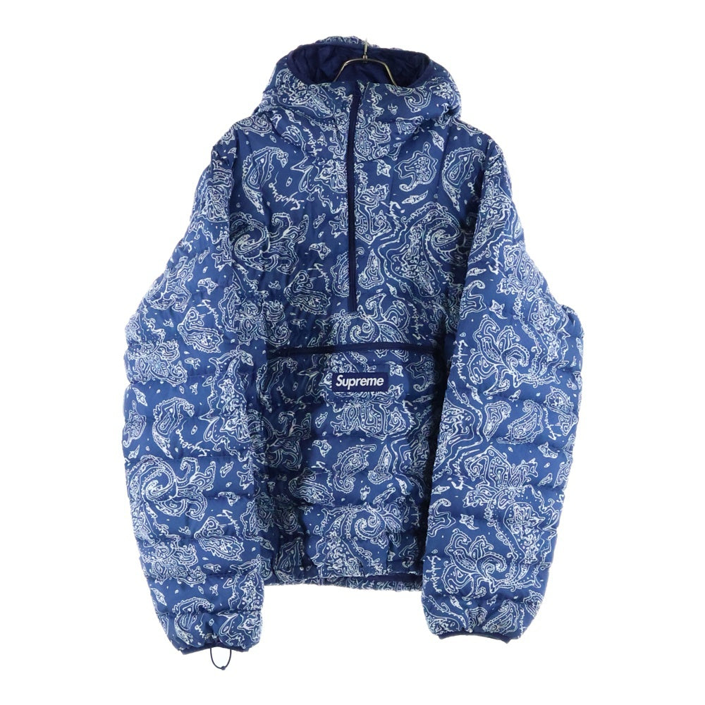 SUPREME(シュプリーム) 22AW Blue Paisley Micro Down Half Zip Hooded Pullover Jacket ペイズリー ハーフジップ フーデッドダウンジャケット ブルー