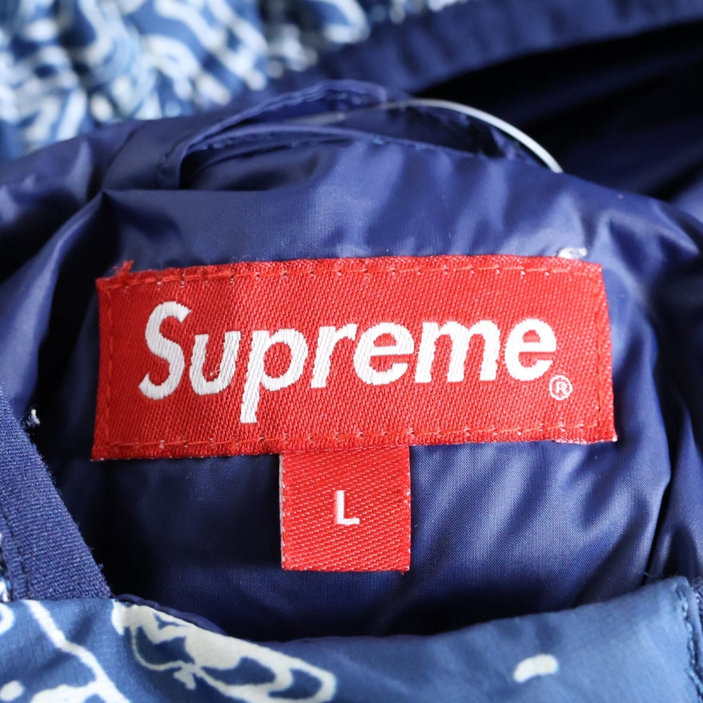 SUPREME(シュプリーム) 22AW Blue Paisley Micro Down Half Zip Hooded Pullover Jacket ペイズリー ハーフジップ フーデッドダウンジャケット ブルー