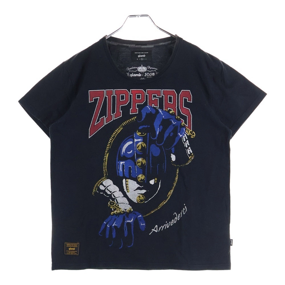 glamb(グラム) ×ジョジョの奇妙な冒険 ブチャラッティ プリント 半袖クルーネックTシャツカットソー ブラック
