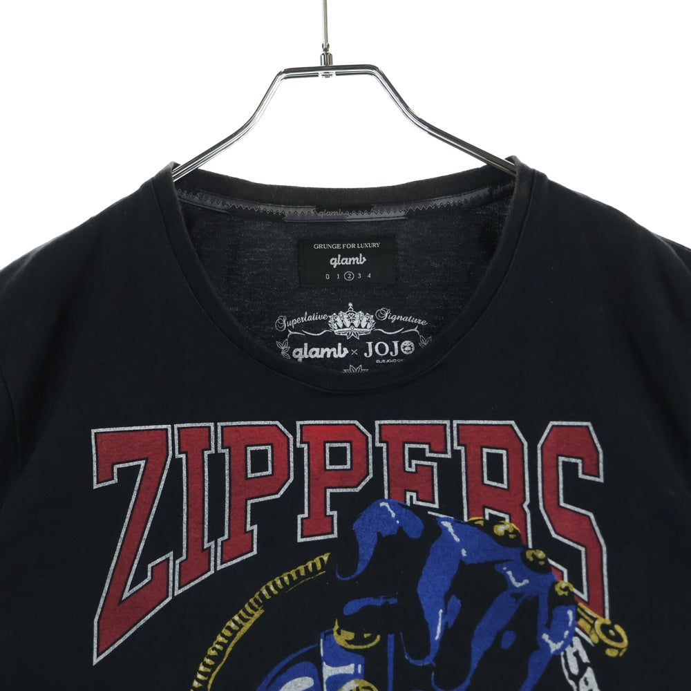 glamb(グラム) ×ジョジョの奇妙な冒険 ブチャラッティ プリント 半袖クルーネックTシャツカットソー ブラック