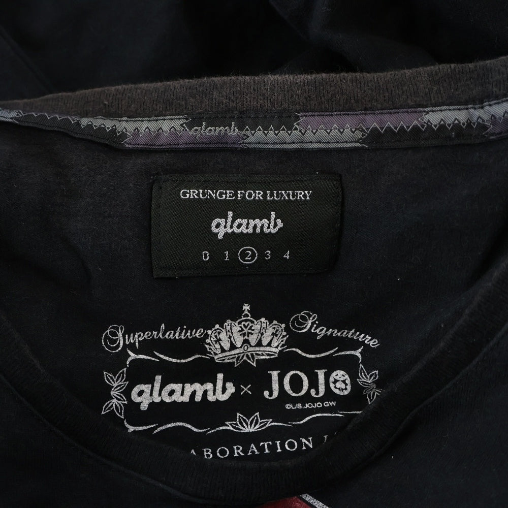glamb(グラム) ×ジョジョの奇妙な冒険 ブチャラッティ プリント 半袖クルーネックTシャツカットソー ブラック