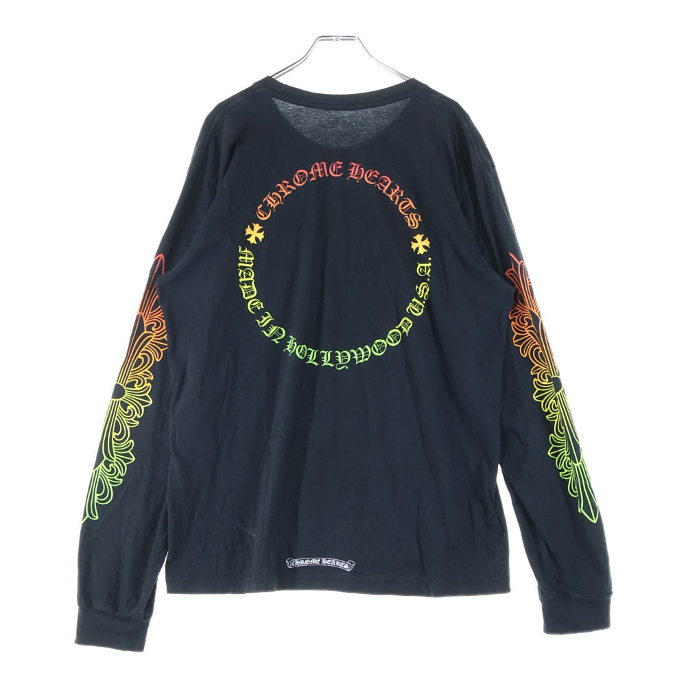 CHROME HEARTS(クロムハーツ) Back Grad Circle Logo L/S Tee グラデーション サークルロゴ フローラル ロングスリーブTシャツ 長袖カットソー ブラック