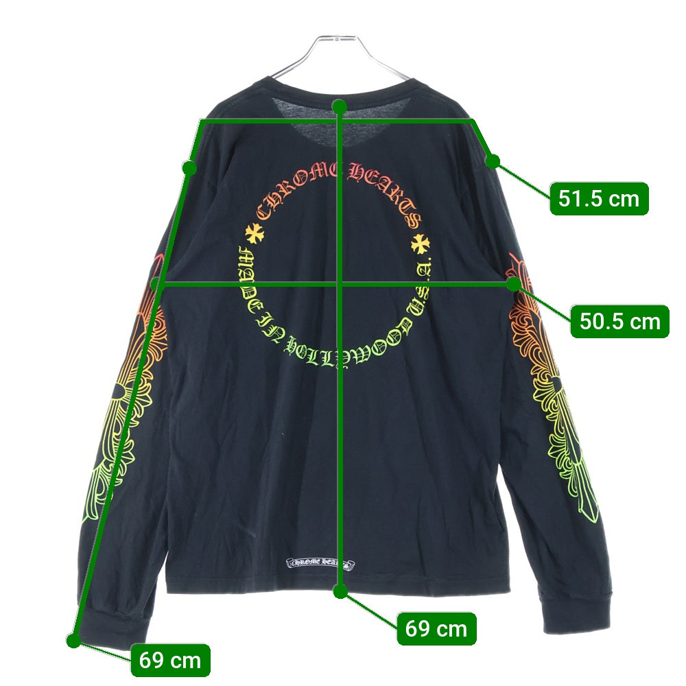 CHROME HEARTS(クロムハーツ) Back Grad Circle Logo L/S Tee グラデーション サークルロゴ フローラル ロングスリーブTシャツ 長袖カットソー ブラック