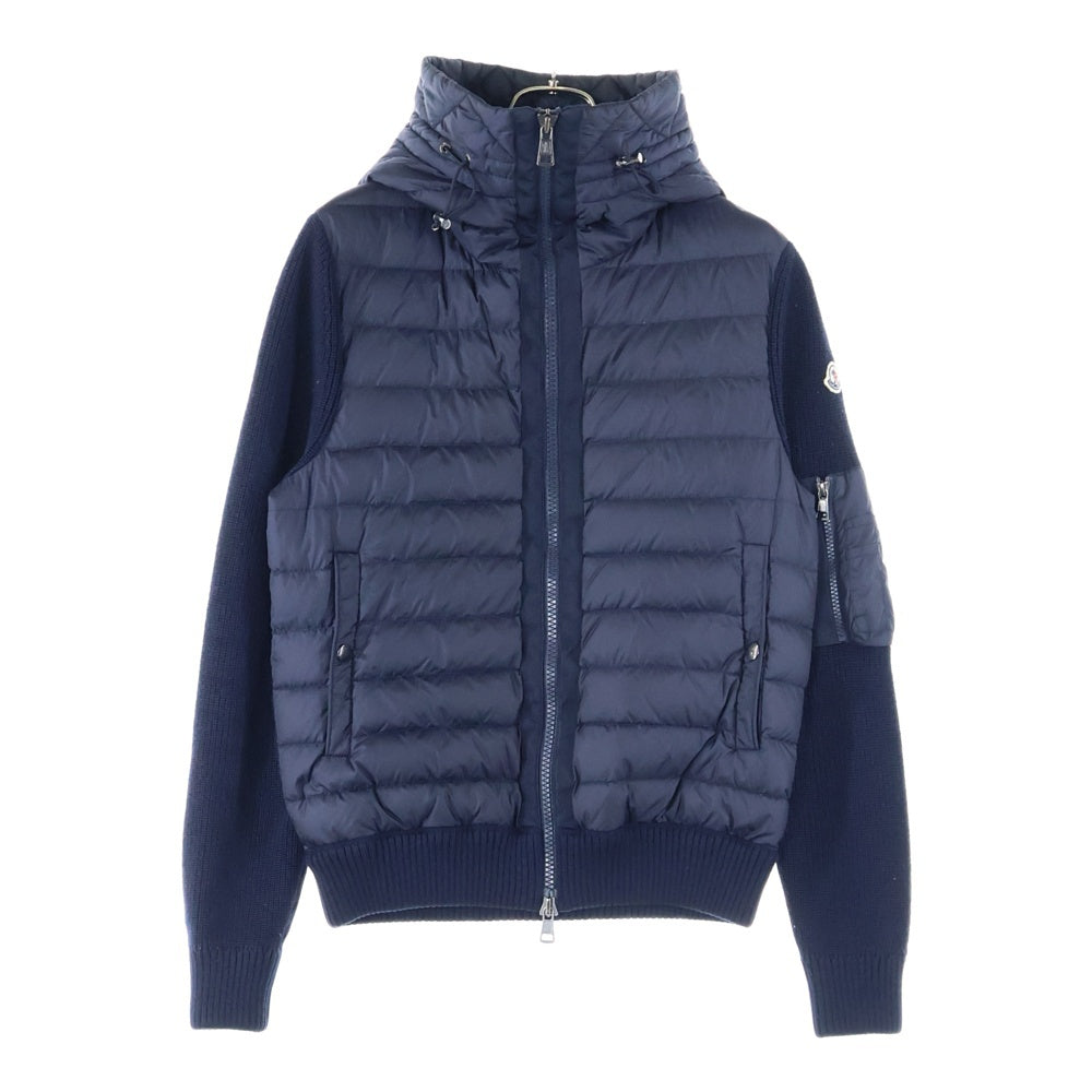 MONCLER(モンクレール) MAGLIONE TRICOT CARDIGAN ニット切り替えナイロンフーデッドジャケット ネイビー D20919402800