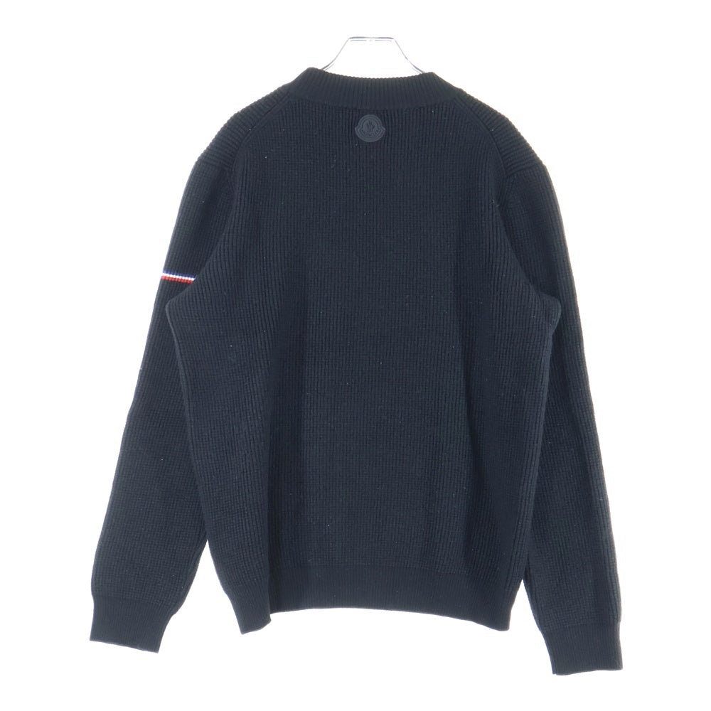 MONCLER(モンクレール) ロゴワッペン ラインデザイン サーマル ニット ブラック