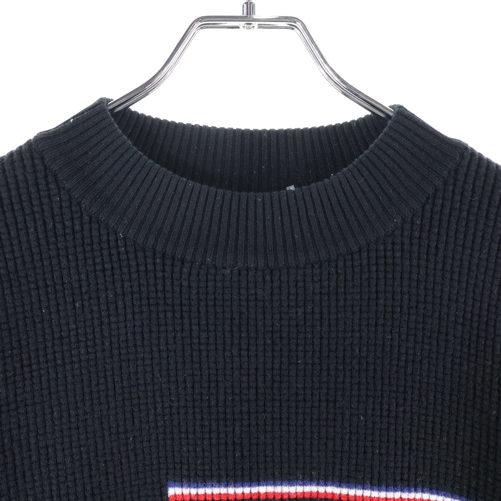 MONCLER(モンクレール) ロゴワッペン ラインデザイン サーマル ニット ブラック
