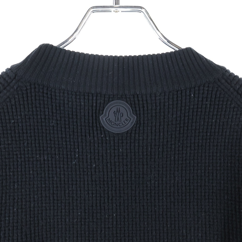 MONCLER(モンクレール) ロゴワッペン ラインデザイン サーマル ニット ブラック