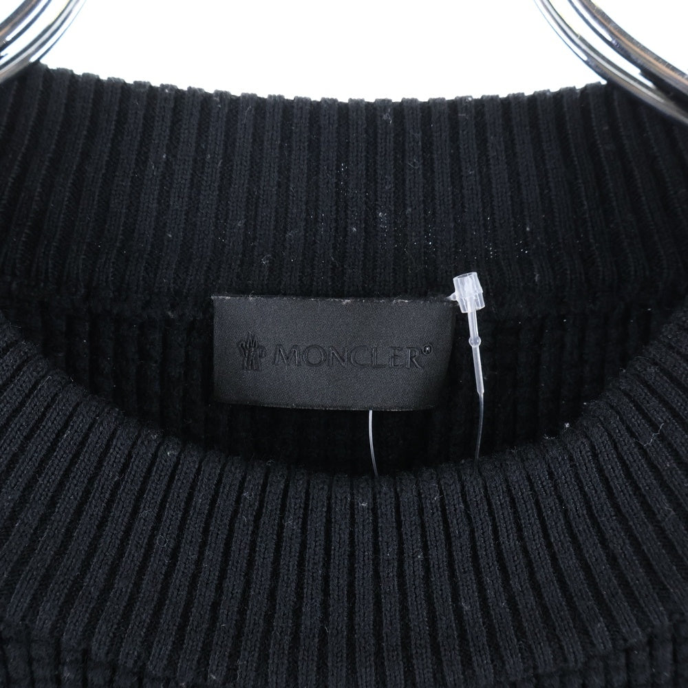 MONCLER(モンクレール) ロゴワッペン ラインデザイン サーマル ニット ブラック