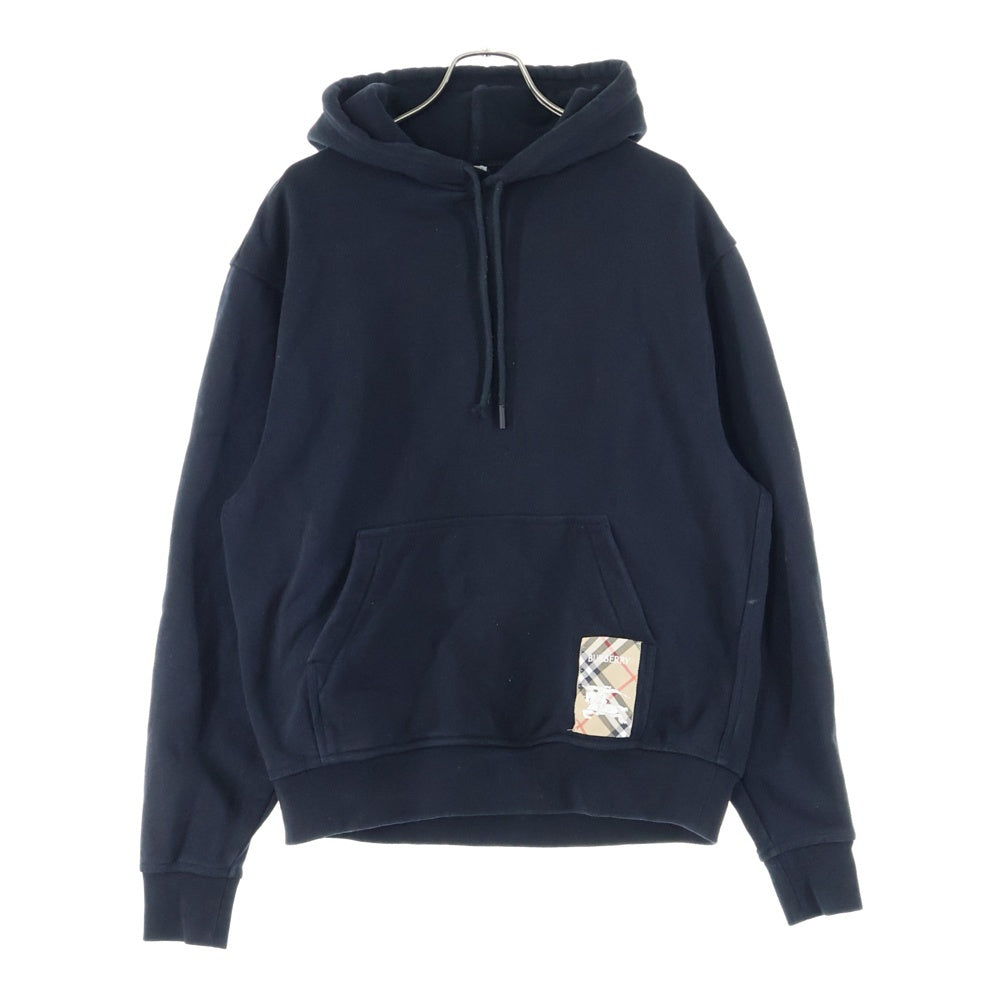 BURBERRY(バーバリー) チェックラベル フーデッドコットンパーカー ブラック 8105364