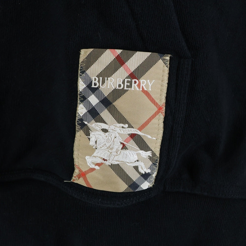 BURBERRY(バーバリー) チェックラベル フーデッドコットンパーカー ブラック 8105364