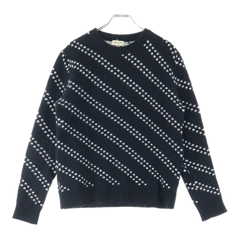 SAINT LAURENT PARIS(サンローランパリ) 14AW アルパカ総柄 ニットセーター ブラック