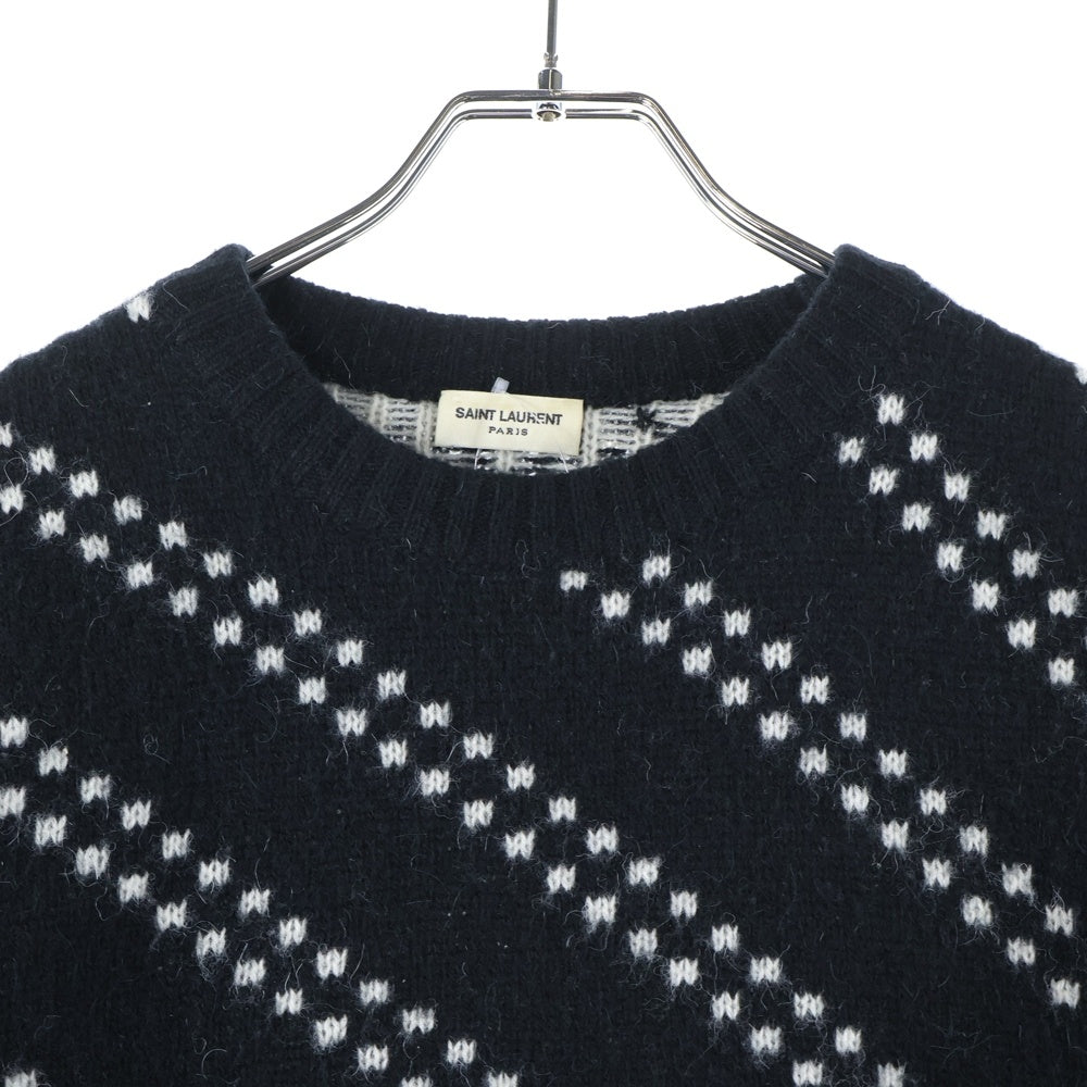 SAINT LAURENT PARIS(サンローランパリ) 14AW アルパカ総柄 ニットセーター ブラック