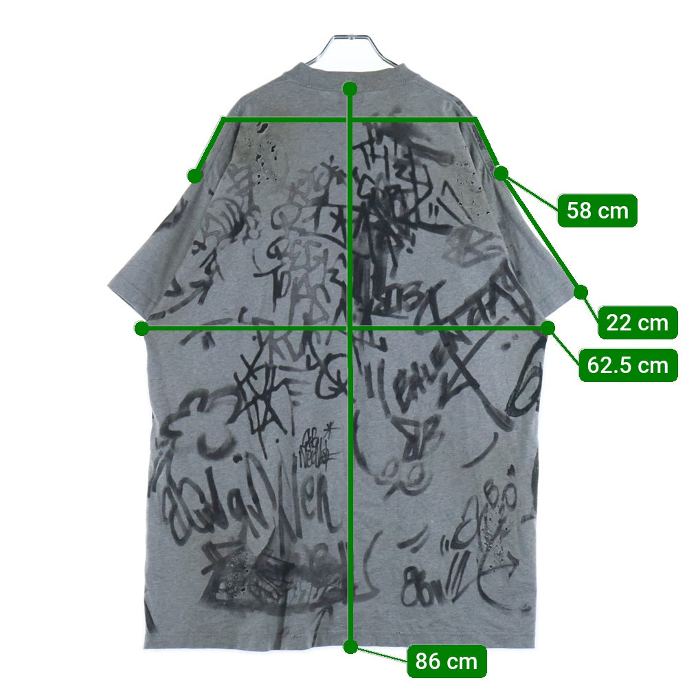 BALENCIAGA(バレンシアガ) 23SS 1300 Skater プリントビンテージジャージーTシャツ グレー 739028 TOVA7