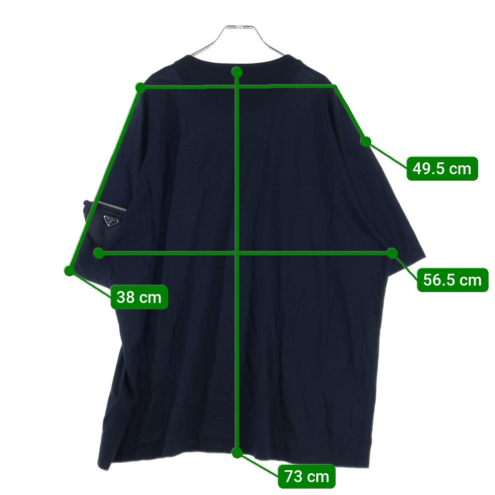 PRADA(プラダ) 21SS 三角ロゴプレートポーチ クルーネック半袖カットソーTシャツ ブラック UJN762 S212 1ZLC
