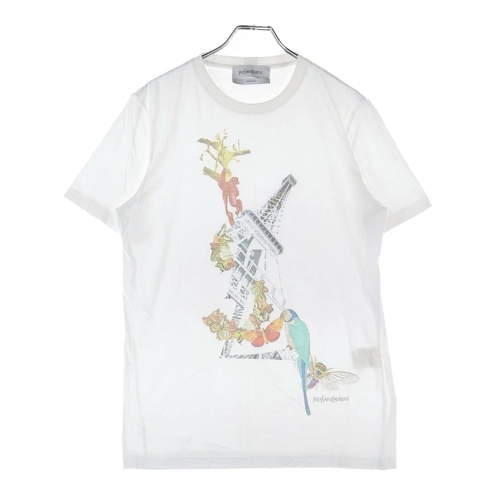 YVES SAINT LAURENT(イヴサンローラン) タワープリント 半袖クルーネックTシャツカットソー ホワイト 288894