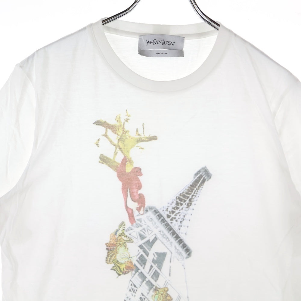 YVES SAINT LAURENT(イヴサンローラン) タワープリント 半袖クルーネックTシャツカットソー ホワイト 288894