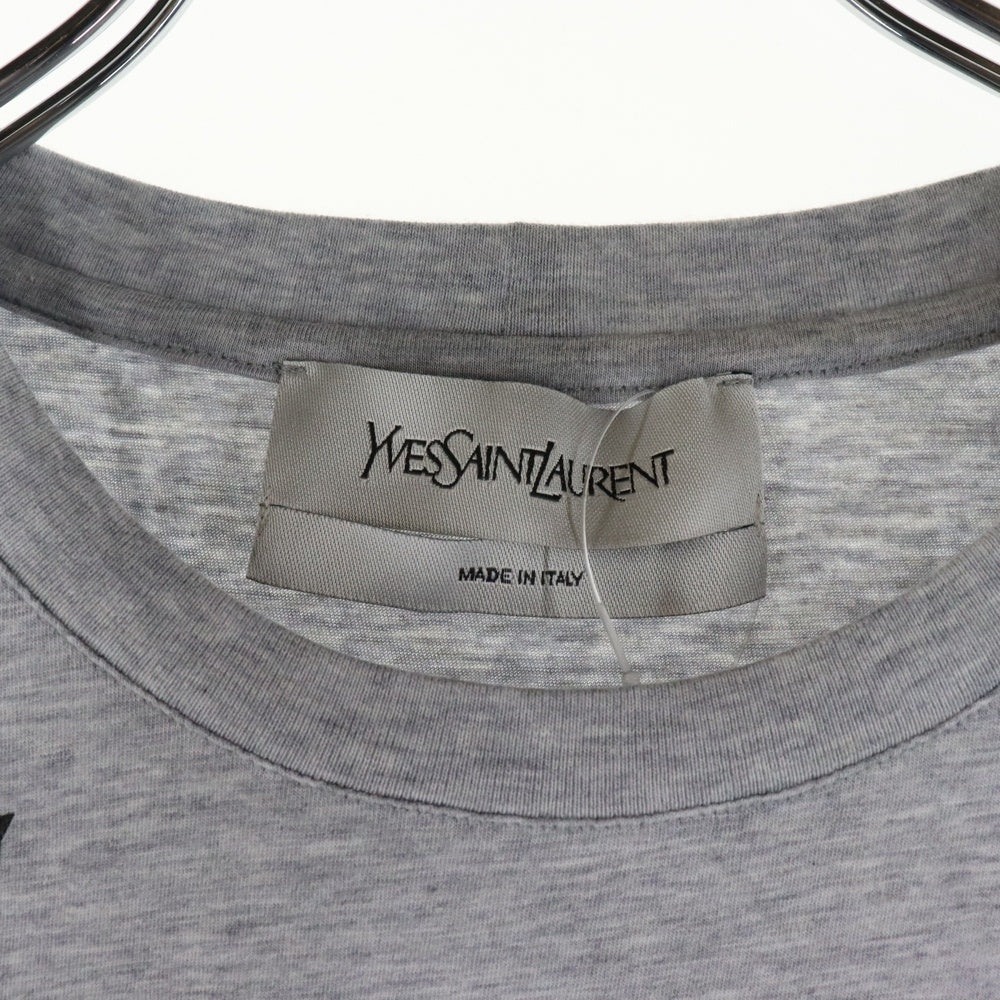 YVES SAINT LAURENT(イヴサンローラン) 総柄バードプリント 半袖クルーネックTシャツカットソー グレー