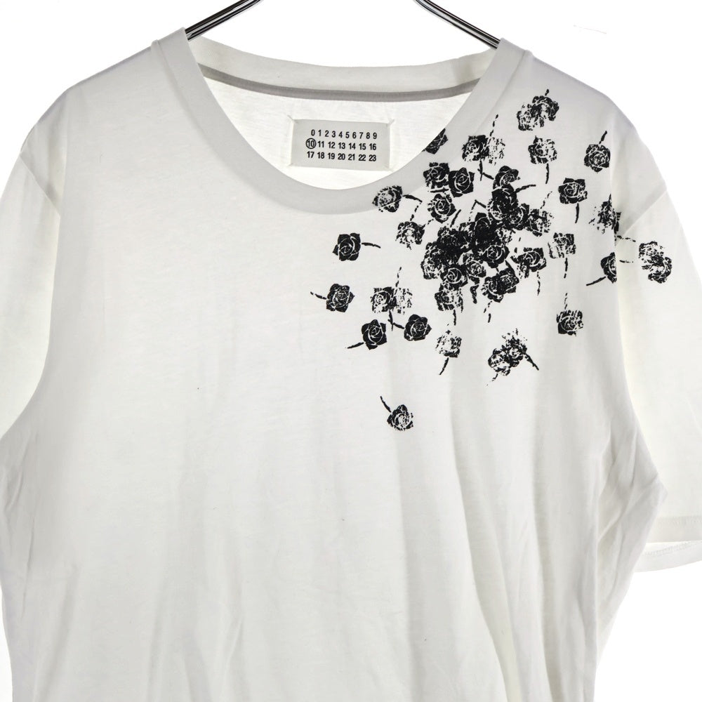 Maison Martin Margiela(メゾンマルタンマルジェラ) ローズ転写プリント クルーネック半袖Tシャツカットソー ホワイト