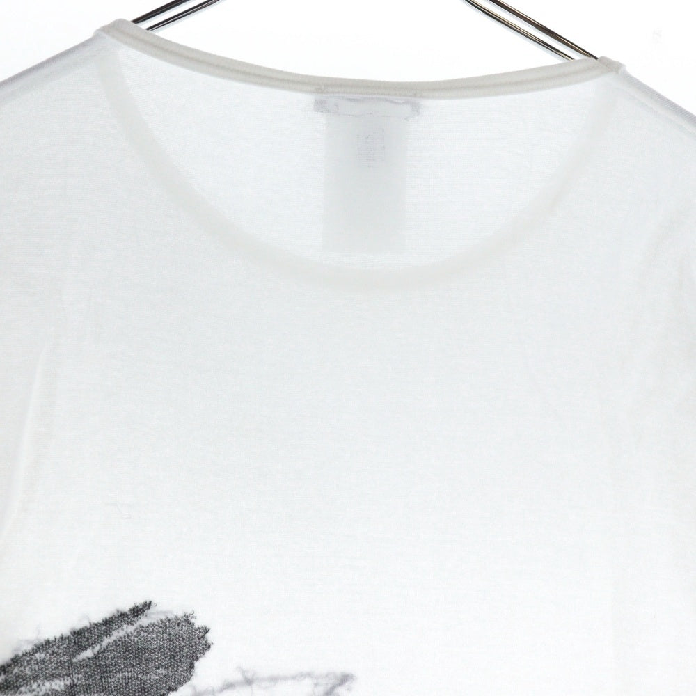 ANN DEMEULEMEESTER(アンドゥムルメステール) イーグルプリント クルーネック半袖Tシャツカットソー ホワイト