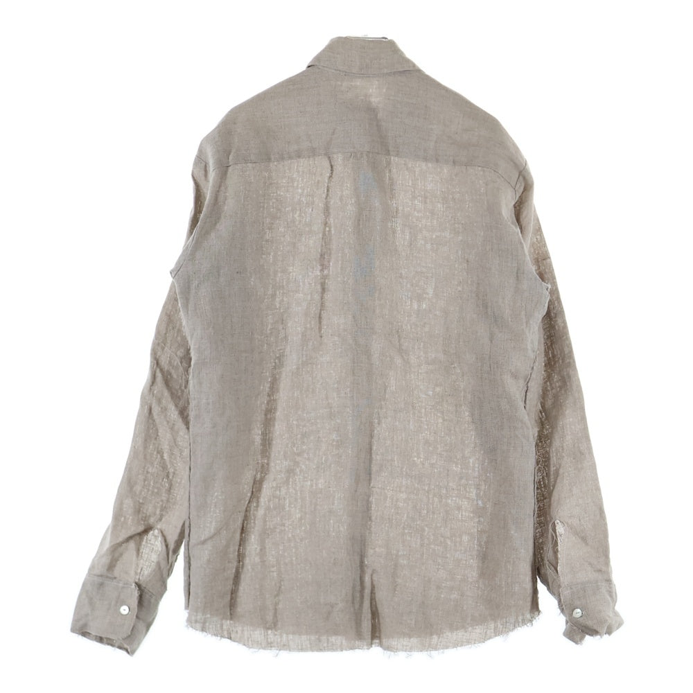 Elena Dawson(エレナドーソン) カットオフ 襟付き リネン長袖シャツ ブラウン