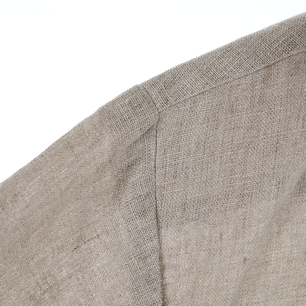 Elena Dawson(エレナドーソン) カットオフ 襟付き リネン長袖シャツ ブラウン