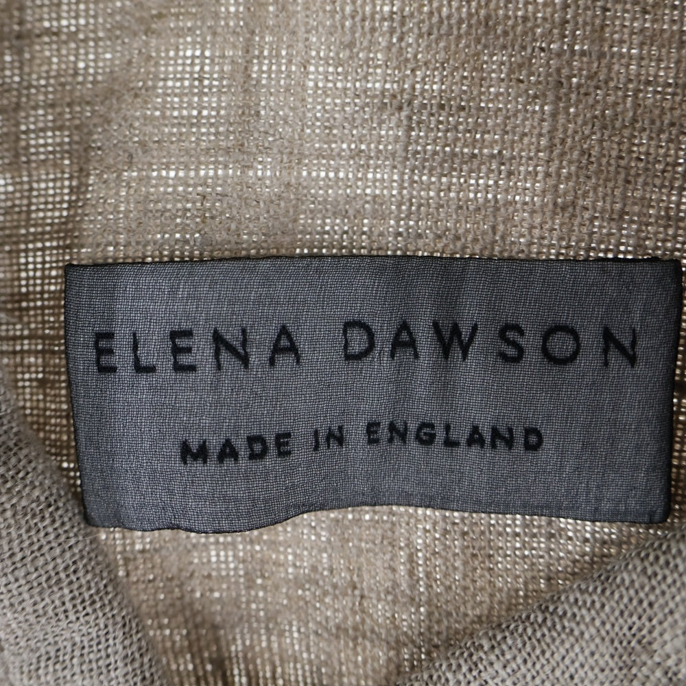Elena Dawson(エレナドーソン) カットオフ 襟付き リネン長袖シャツ ブラウン