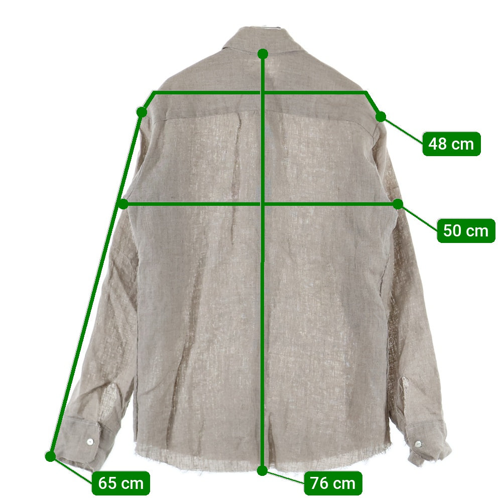 Elena Dawson(エレナドーソン) カットオフ 襟付き リネン長袖シャツ ブラウン