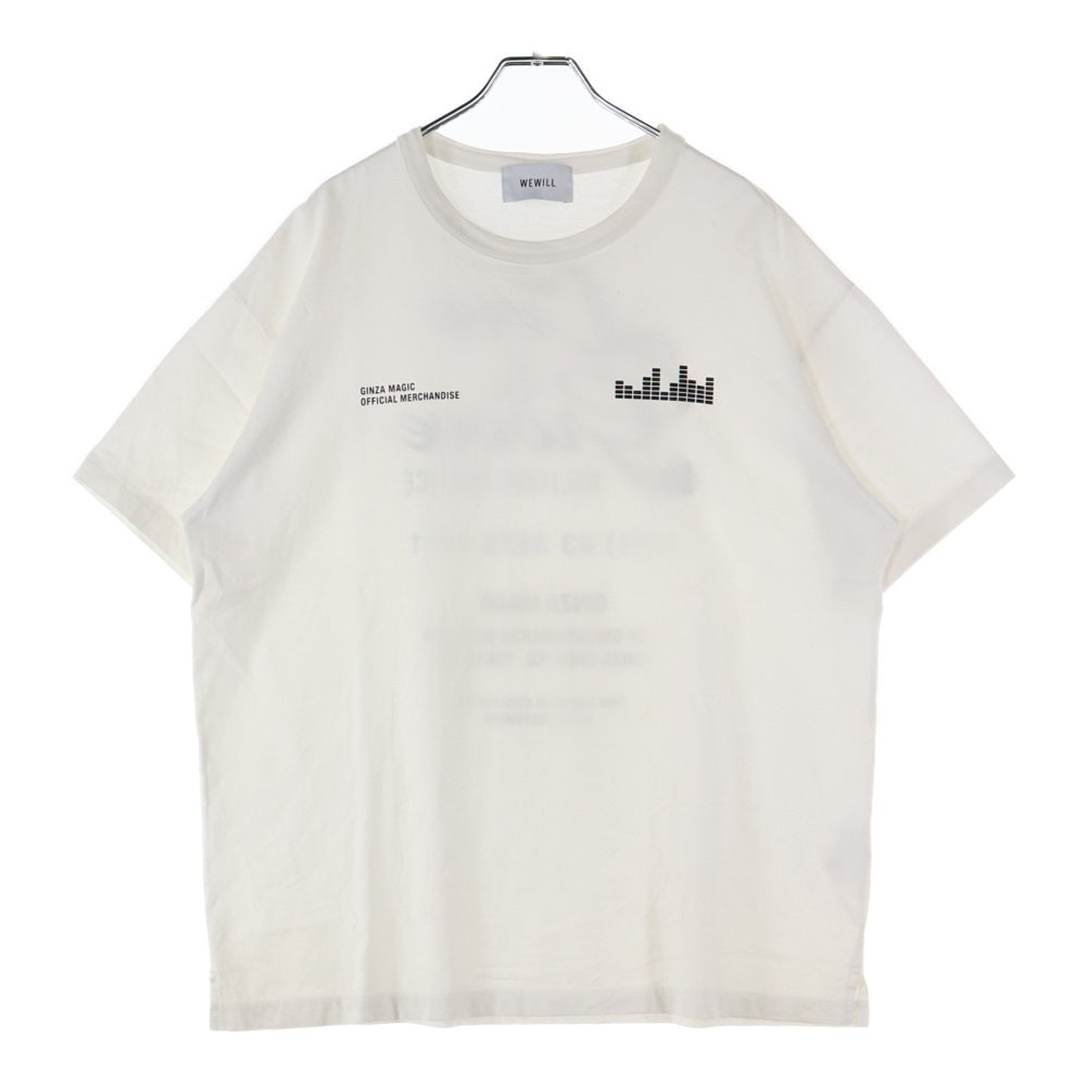 WEWILL(ウィーウィル) バッグプリント 半袖クルーネックTシャツカットソー ホワイト