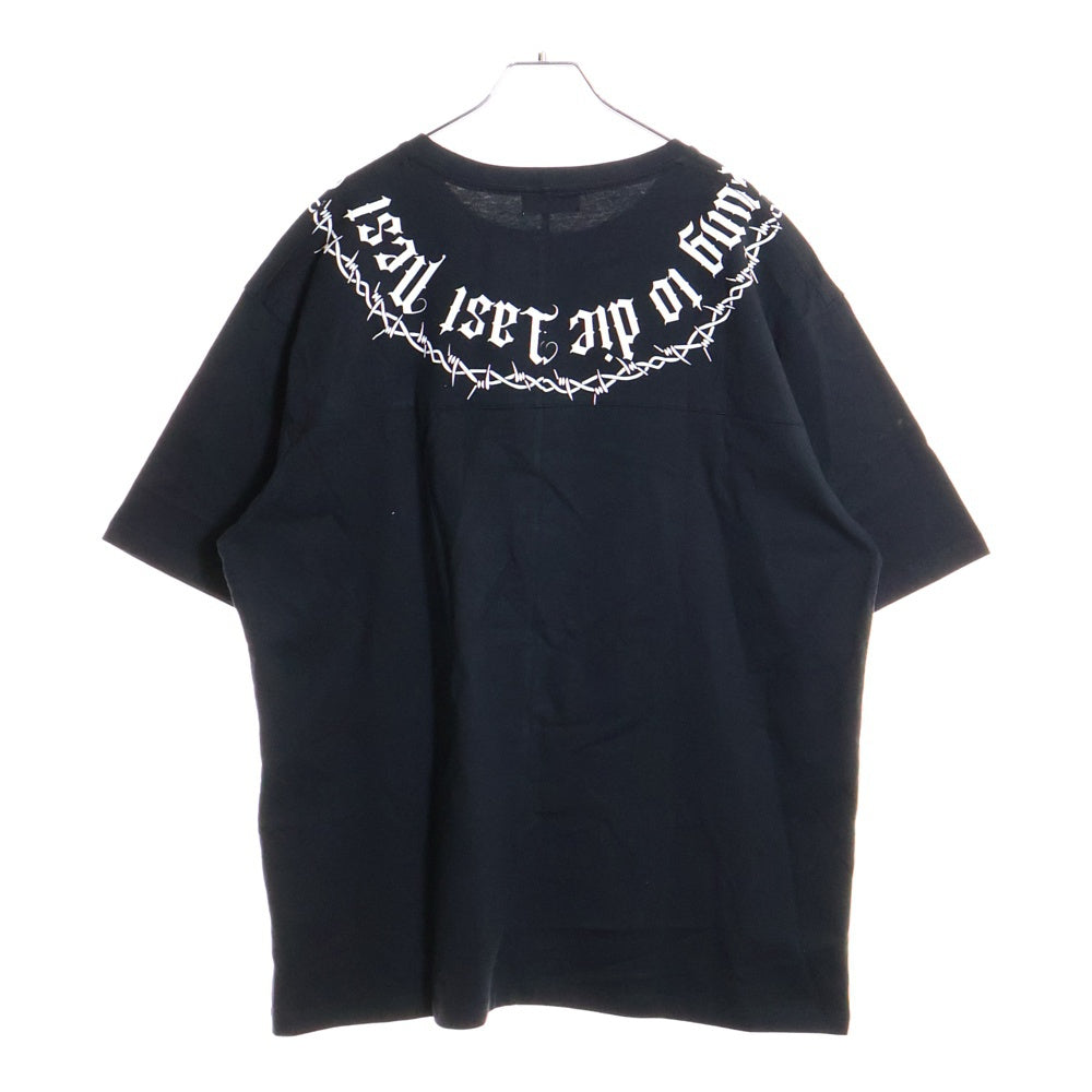 LAST NEST(ラスト ネスト) young to die ネックロゴ プリント 半袖クルーネック Tシャツ ブラック