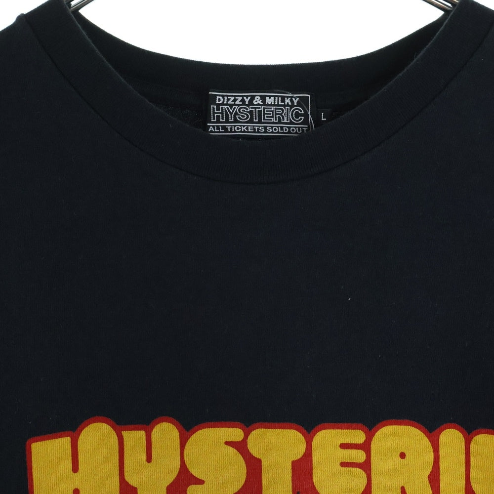 HYSTERIC GLAMOUR(ヒステリックグラマー) ヒスガール ロゴプリント クルーネック半袖Tシャツ ブラック