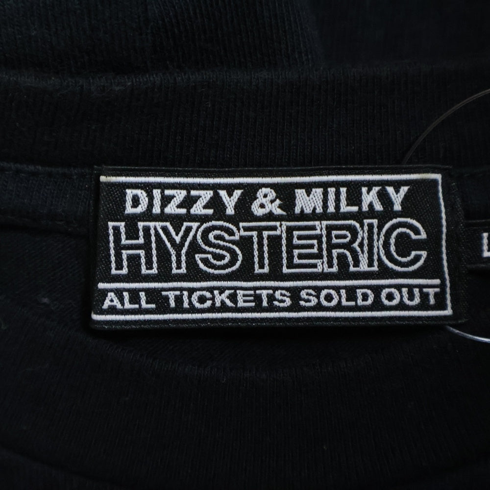 HYSTERIC GLAMOUR(ヒステリックグラマー) ヒスガール ロゴプリント クルーネック半袖Tシャツ ブラック