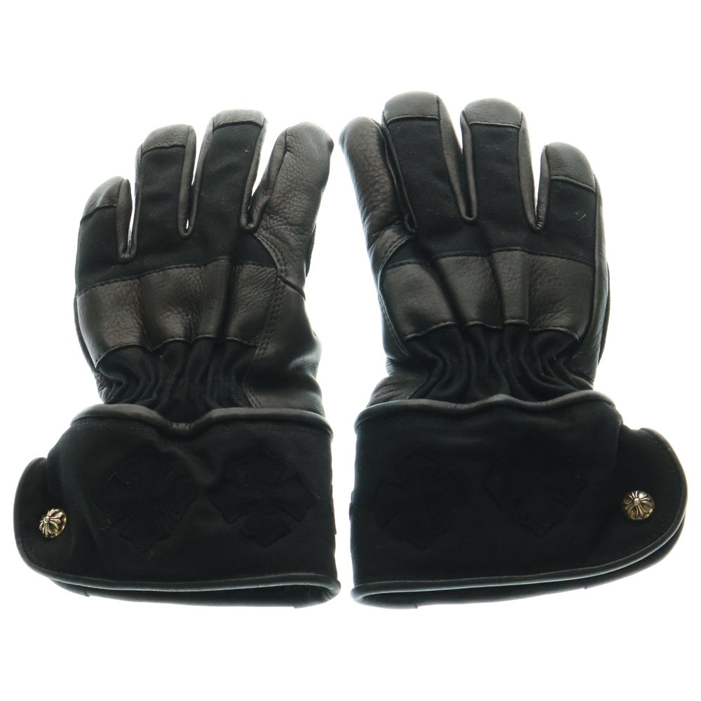 CHROME HEARTS(クロムハーツ) CHプラスパッチ クロスボールボタン 6パッチ レザーグローブ 手袋 ブラック