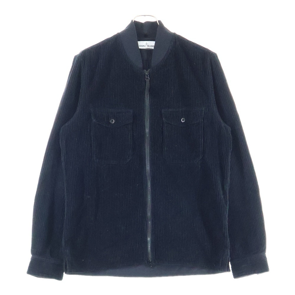 STONE ISLAND(ストーンアイランド) 21AW Corduroy Shirt ジップアップ コーデュロイ 長袖シャツ ブラック 751511611