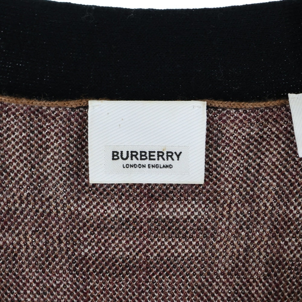 BURBERRY(バーバリー) ノバチェック リブボーダー柄 ニットカーディガン ブラウン 8050766