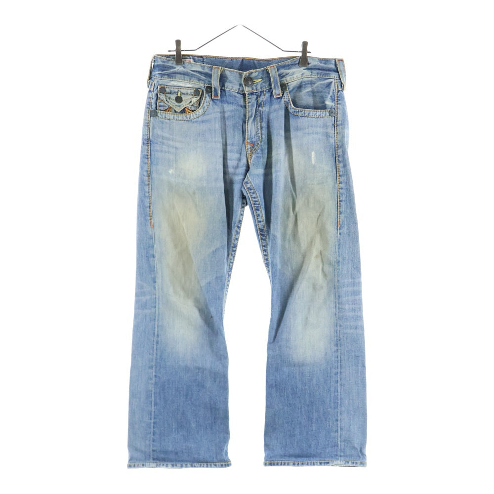 TRUE RELIGION(トゥルーレリジョン) RAINBOW JOEY レインボージョイ ウォッシュ加工 フレアデニムパンツ インディゴ