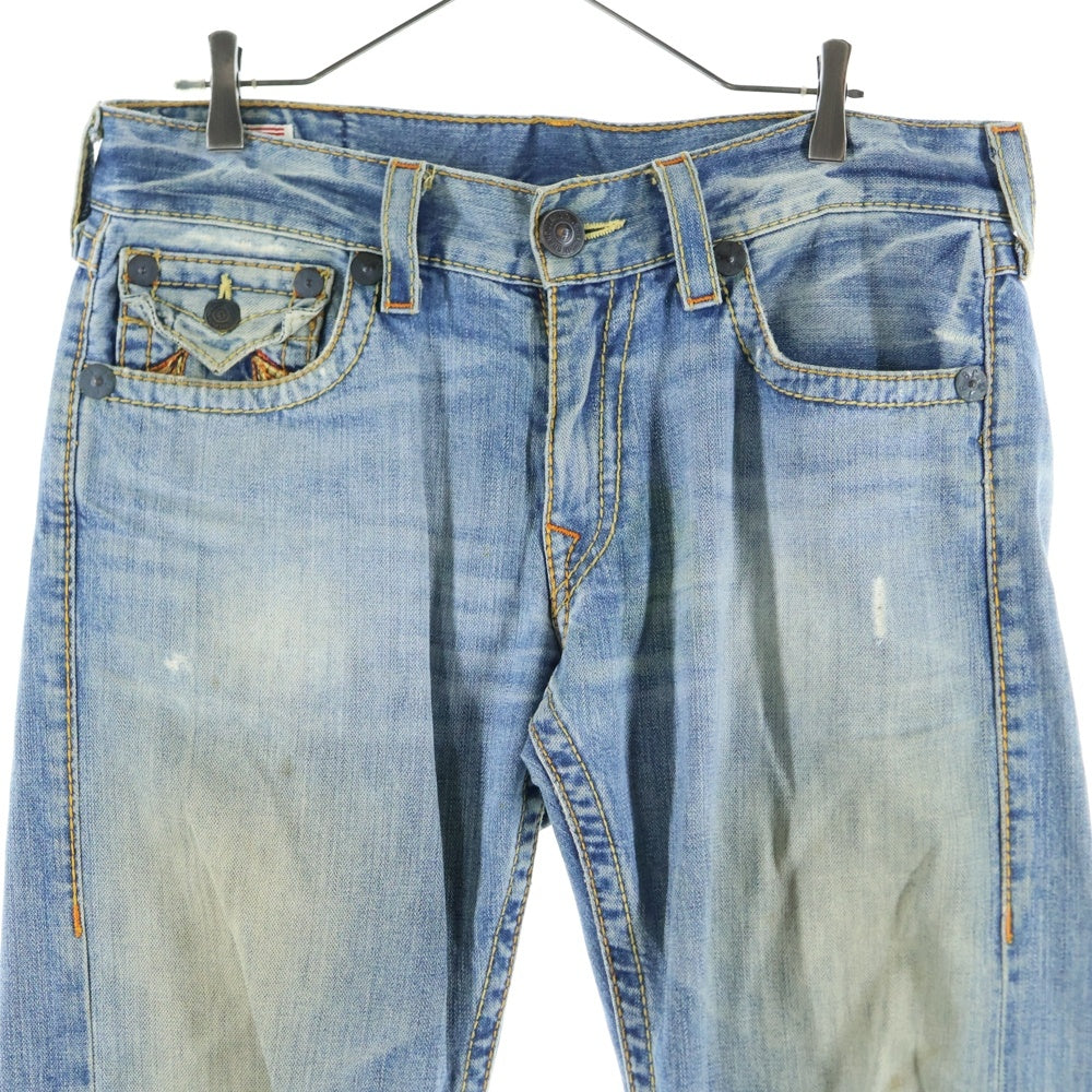 TRUE RELIGION(トゥルーレリジョン) RAINBOW JOEY レインボージョイ ウォッシュ加工 フレアデニムパンツ インディゴ