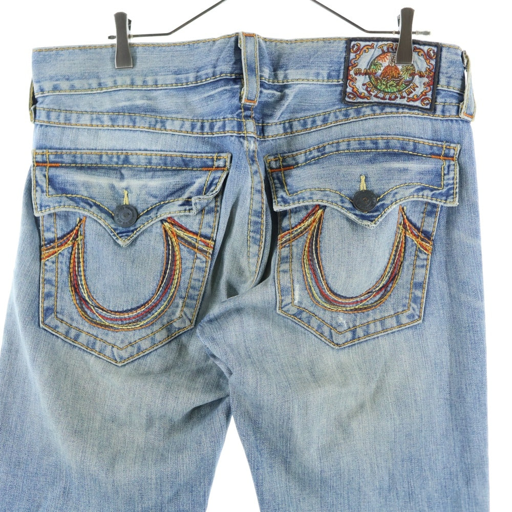 TRUE RELIGION(トゥルーレリジョン) RAINBOW JOEY レインボージョイ ウォッシュ加工 フレアデニムパンツ インディゴ