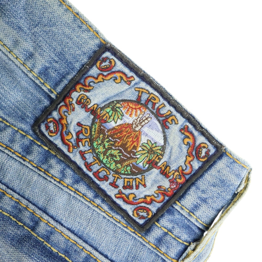 TRUE RELIGION(トゥルーレリジョン) RAINBOW JOEY レインボージョイ ウォッシュ加工 フレアデニムパンツ インディゴ