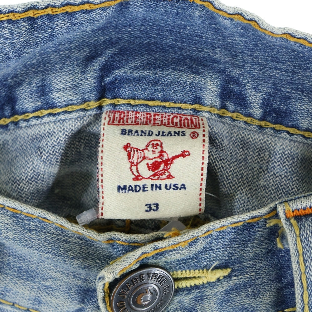 TRUE RELIGION(トゥルーレリジョン) RAINBOW JOEY レインボージョイ ウォッシュ加工 フレアデニムパンツ インディゴ