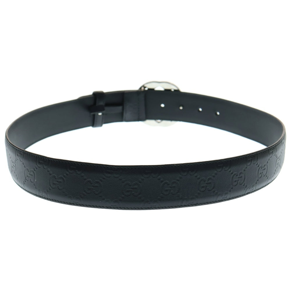 GUCCI(グッチ) インターロッキングG リバーシブル シルバー金具 グッチシマ レザーベルト 473030 ブラック