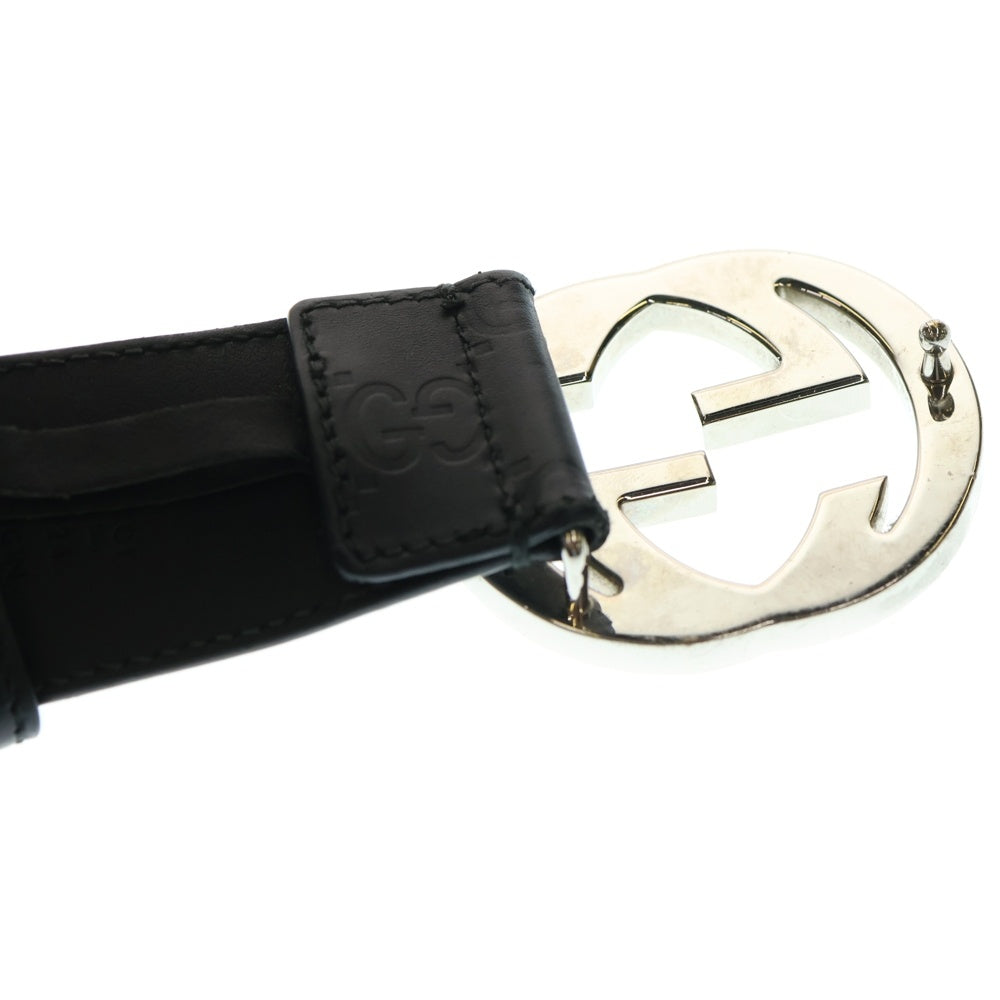 GUCCI(グッチ) インターロッキングG リバーシブル シルバー金具 グッチシマ レザーベルト 473030 ブラック