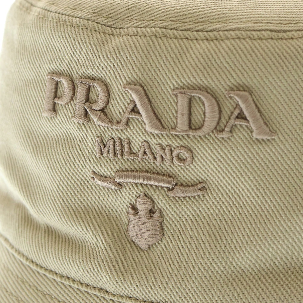 PRADA(プラダ) 23SS ロゴ刺繍 フリンジバケットハット ベージュ 1HC137