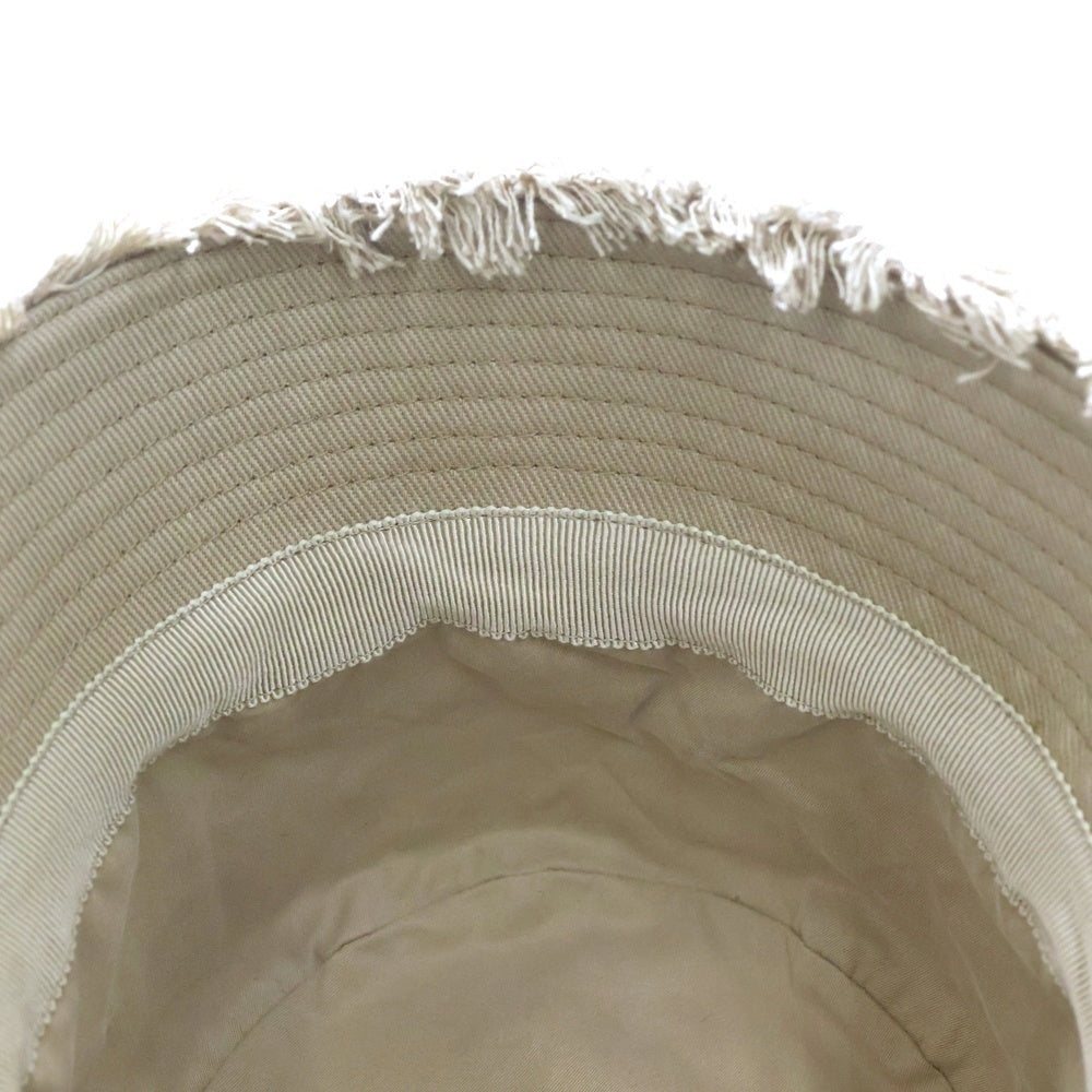 PRADA(プラダ) 23SS ロゴ刺繍 フリンジバケットハット ベージュ 1HC137 2CXJ