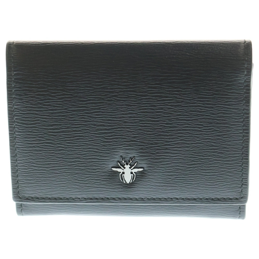 Dior HOMME(ディオールオム) BEEモチーフ 二つ折りカードケース レザー ブラック