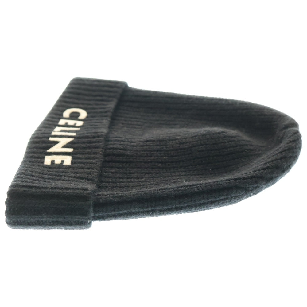 CELINE(セリーヌ) ロゴワッペン付き ニットキャップ ウール ブラック