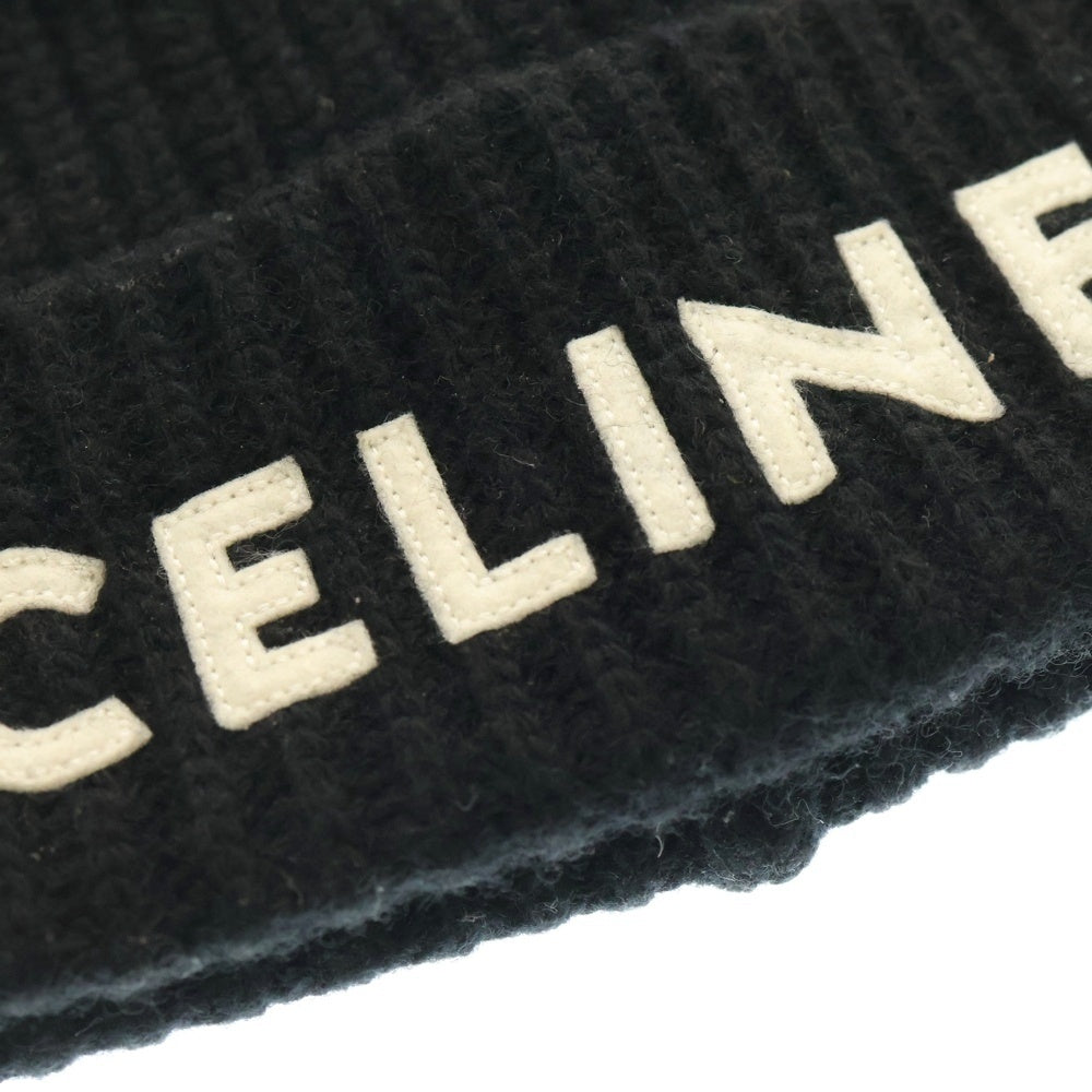 CELINE(セリーヌ) ロゴワッペン付き ニットキャップ ウール ブラック